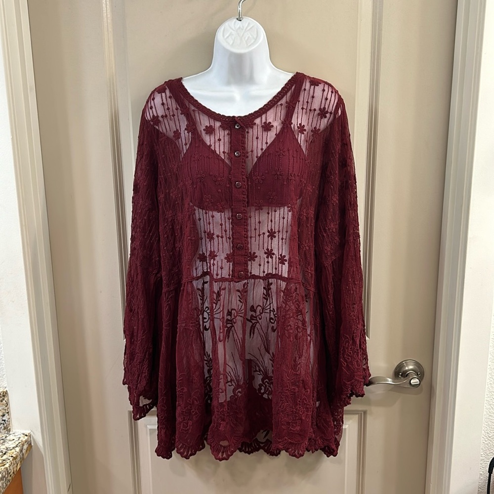NWT Lane Bryant Lace Sheer layering Top